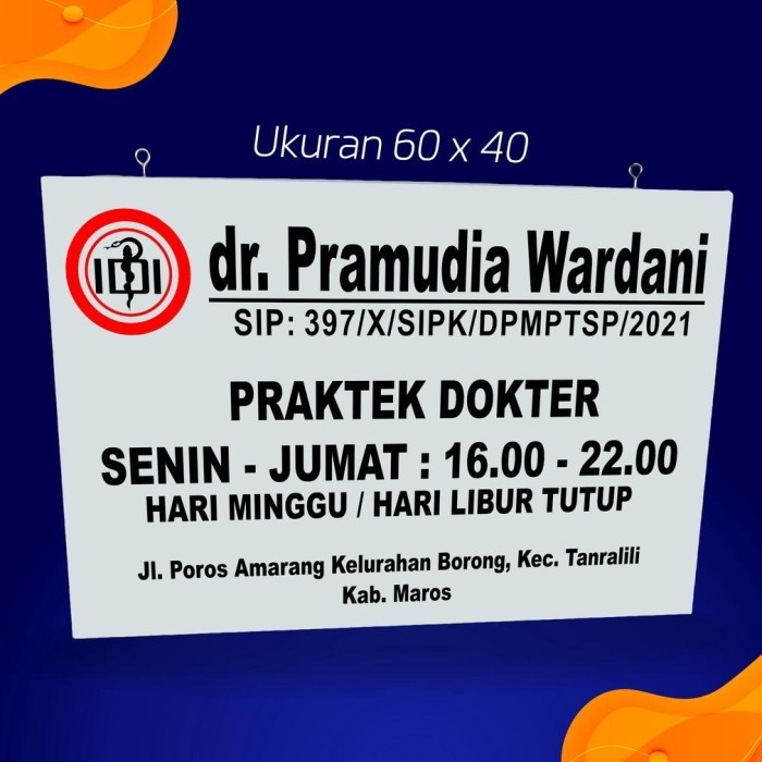 PROMO SALE PAPAN NAMA DOKTER PRAKTEK Murah