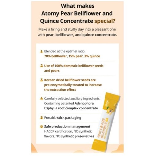 

ATOMY Bellflower Root, Pear & Quince Juice Isi 30 sachet