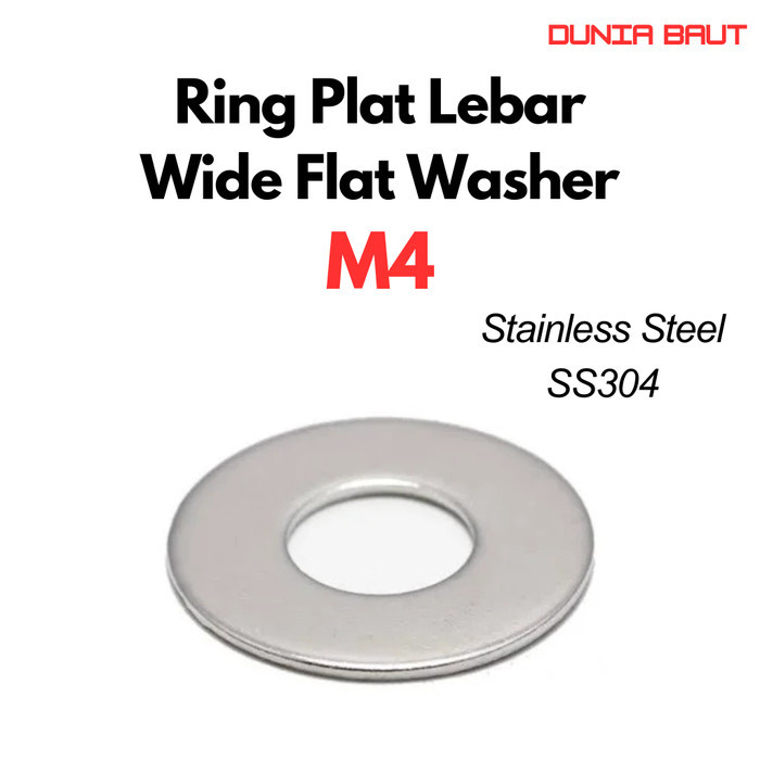 Ring Plat Lebar M4 / Wide Flat Washer M4 / WP Lebar M4 / Ring Plat Lebar Stainless M4 SS304
