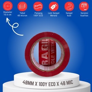 

Ready Stock Flyhome Fragile Putih 1/2 Dus 100Yard 48Mm X 100Yard 36 Roll Eco Cod