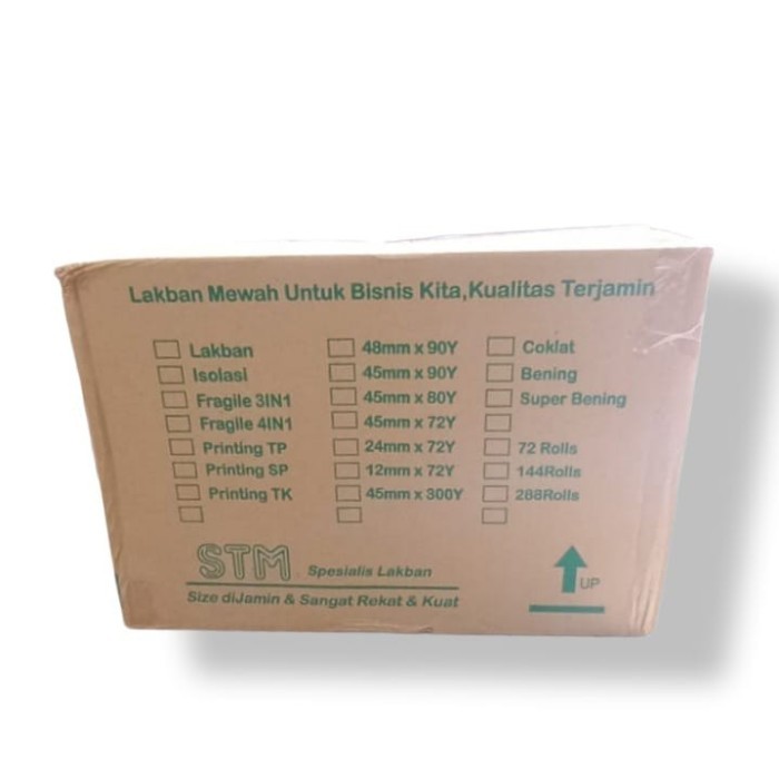

Terbaru!! Lakban Stm Coklat/Bening 45Mm X 80Yard Kualitas Terjamin-Per Dus 72Rol Packing Aman