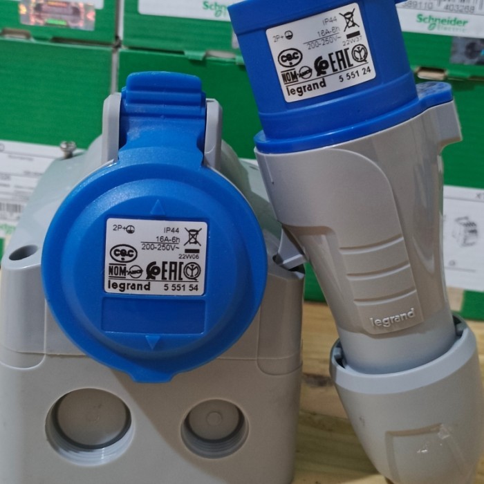 BISA GRAB LEGRAND 1 SET 3PIN 16A 1PHASE SURFACE MOUNTING+PLUG 555154+555124 IP44 ORIGINAL MADE IN