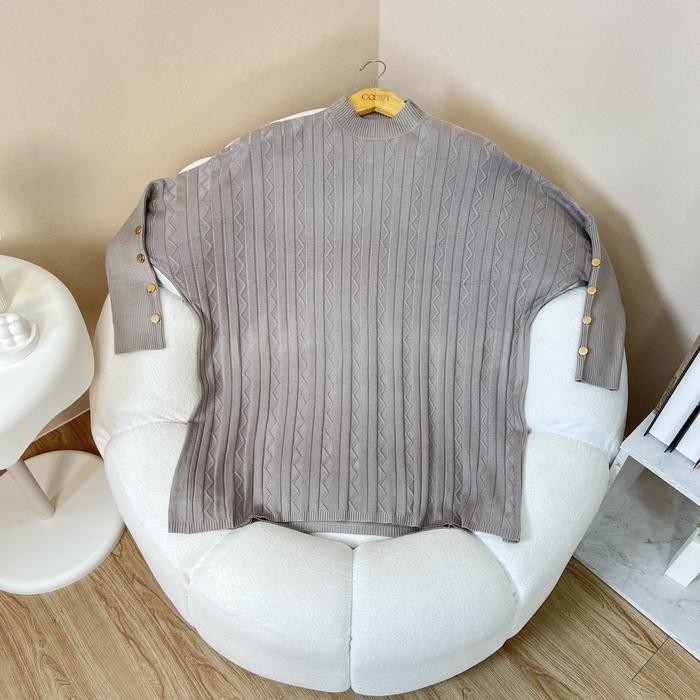 Coovi Faziya Tunik Long Oversize - Atasan Wanita Lengan Panjang Polos Knitwear Rajut