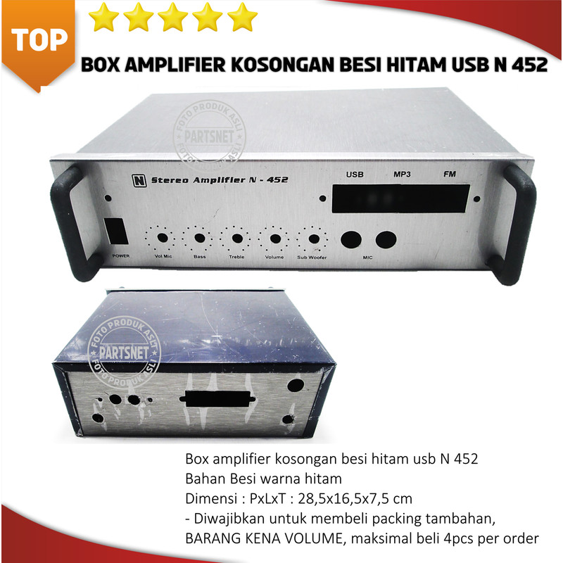 Box amplifier kosongan besi hitam usb N 452