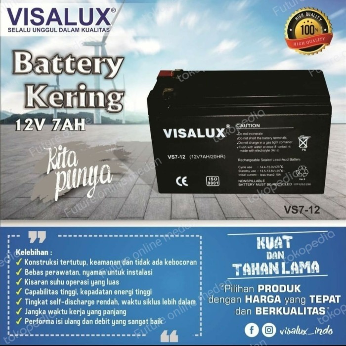><><><] Battery Kering 12V 7AH VISALUX / FUJI / VMP Baterai cas aki batere emergency