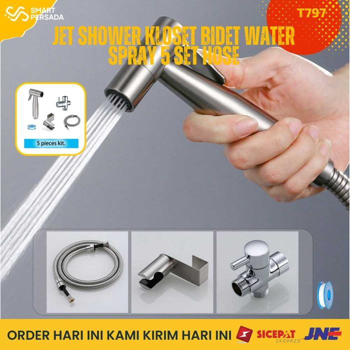 JET SHOWER CLOSET KLOSET DUDUK SEMPROTAN TOILET CLOSET 5 SET KRAN HOSE