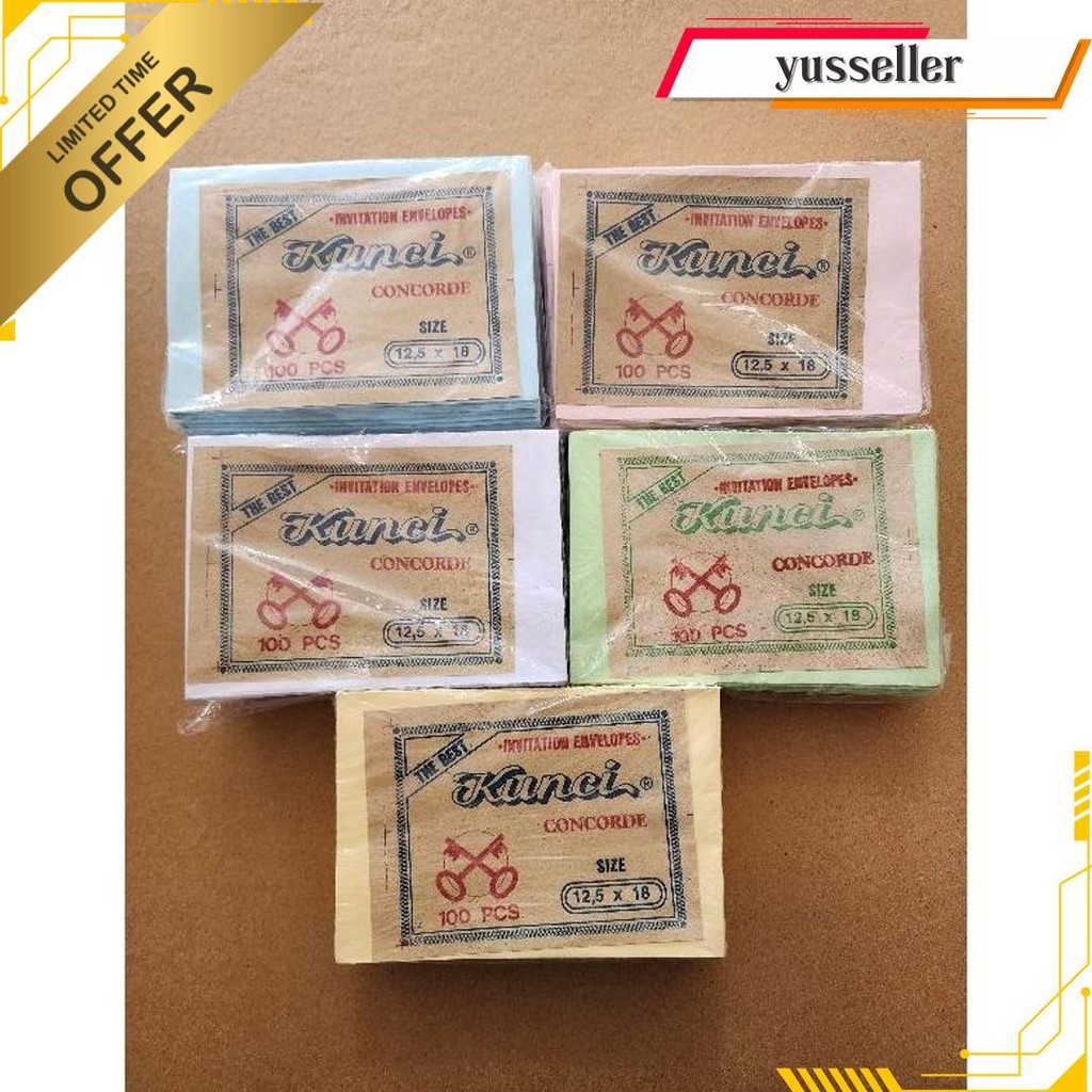 

Amplop Fancy Concorde Ukuran 12,5X18 Warna Putih / Cream / Merah Muda / Biru Muda / Hijau Muda Siap Kirim