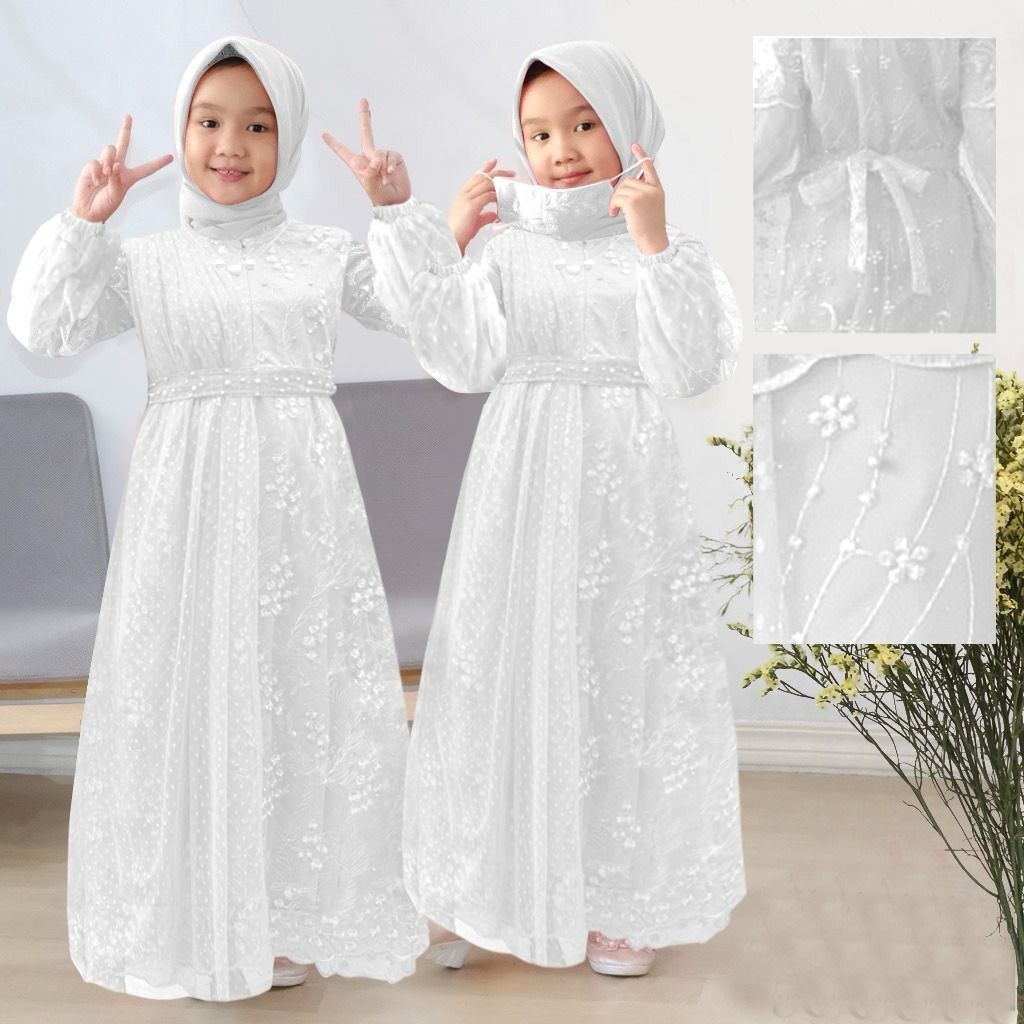 Gamis Anak Dress Cewek Muslimah Usia 4-15Tahun Games Remaja Broklat Lebaran 2025 Ghamis Maxydres Mid