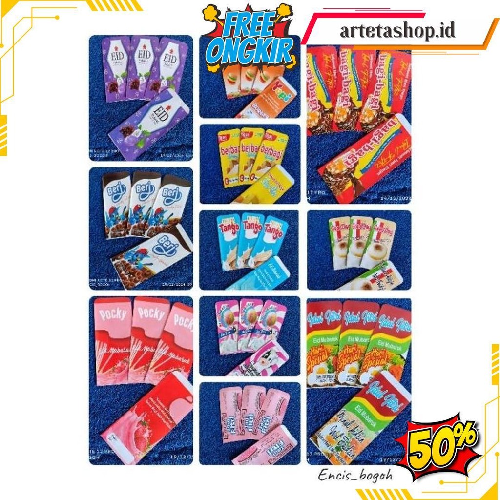 

[Jadian] Amplop Lebaran Tema Snack |Snack Resto Versi Panjang Isi 10 Pcs Original Produk