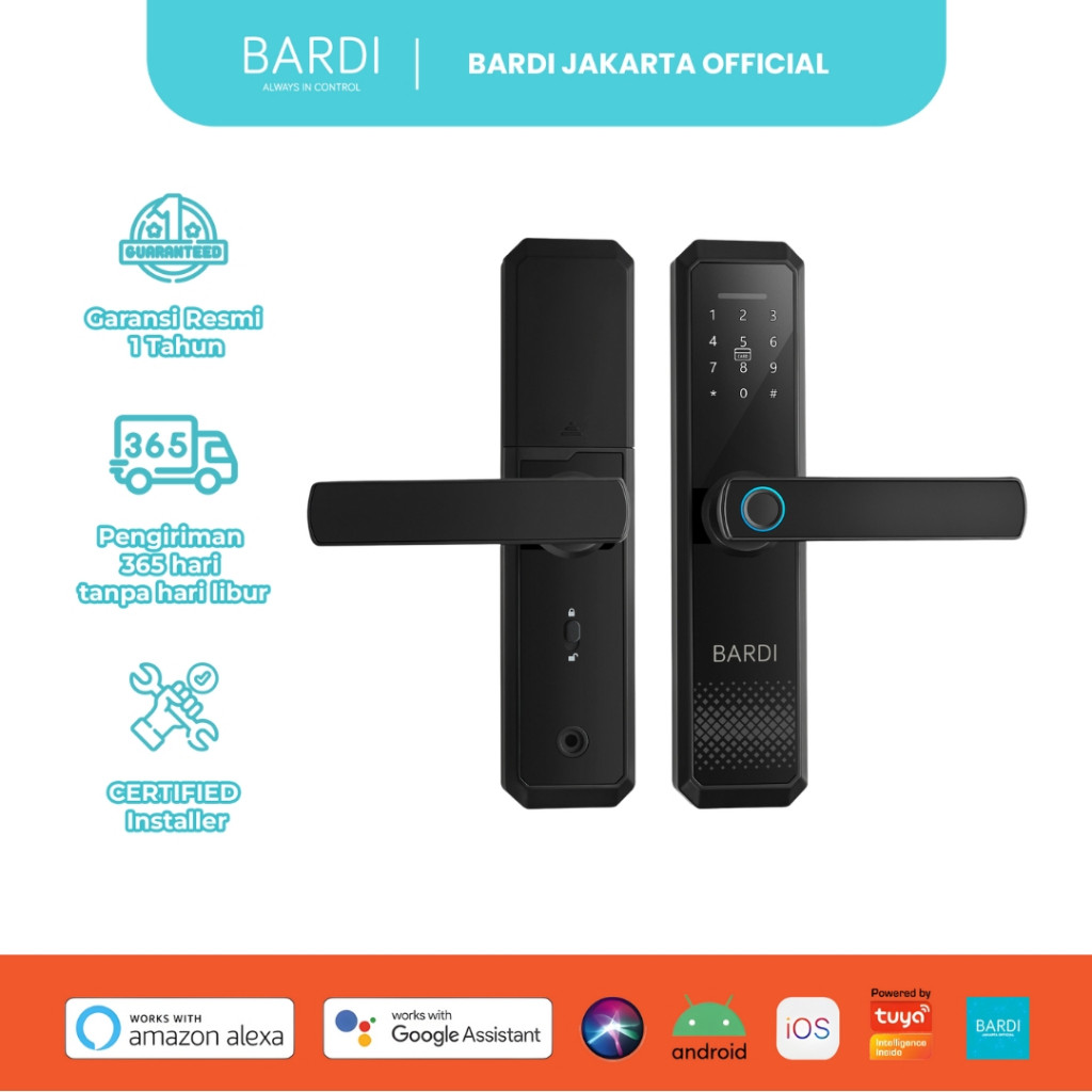 BARDI Smart Door Lock LITE Handle Kunci Pintu Otomatis Digital Doorlock RFID Fingerprint Tuya
