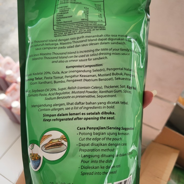 

Best Quality Mayonais Maestro Salad Thousand Island 1 Kg 1 Dus Isi 10 Pcs Karton