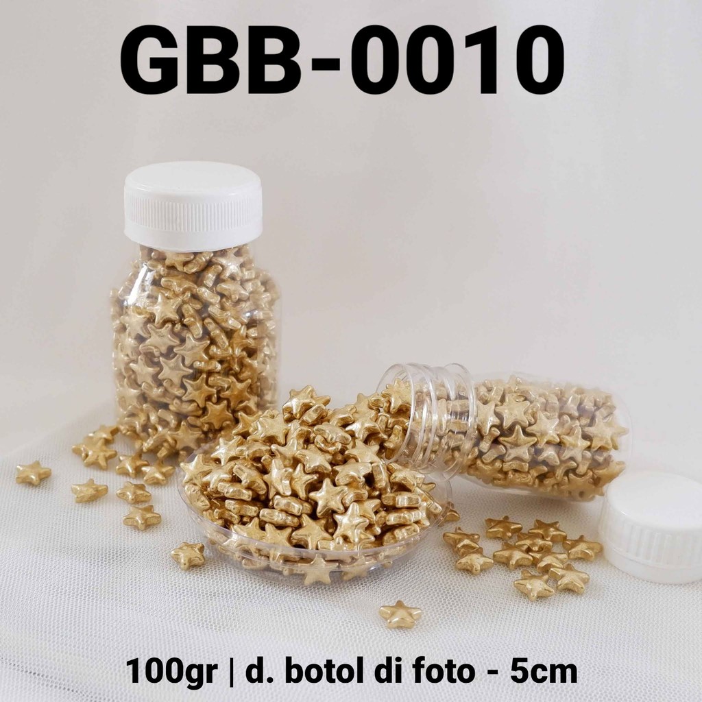 

GBB-0010 Sprinkles sprinkle sprinkel 100gr bintang gold emas (sprinkles)