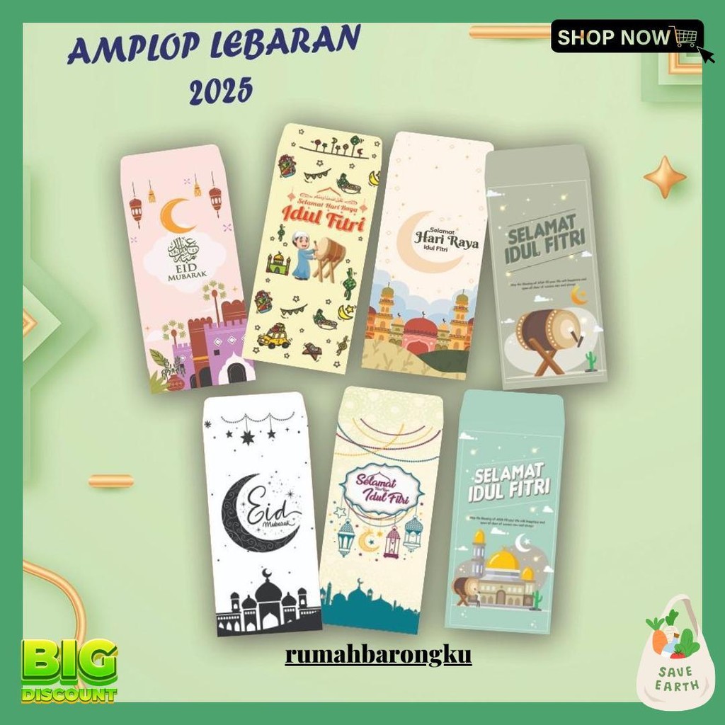 

( 10 Pcs ) Amplop Lebaran Unik /Eid Mubarak Idul Fitri Ramadhan Amplop Angpao Lebaran Murah/Amplop Besar Cod
