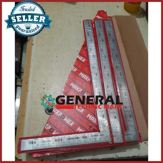 

Promo Penggaris siku stainless steel besi MAXPOWER L garisan pengukur Metrik COD