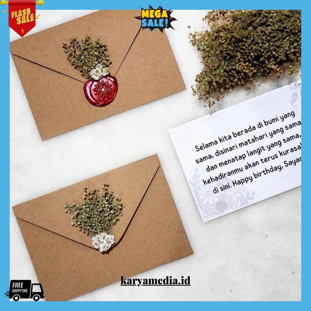 

Amplop Gift Rustic Dried Flower A6 11X16 Cm / Amplop Rustik Vintage / Amplop Kado Lebaran Seal Bunga Kering Asli Bisa Cod