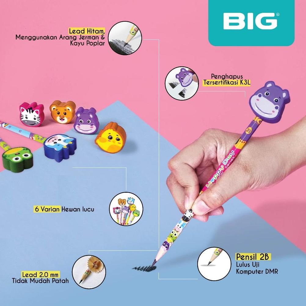 

TERMURAH 24 Pcs BIG Pensil 2B & Penghapus Hewan Lucu Graphite Pencil PS-888 rg-4