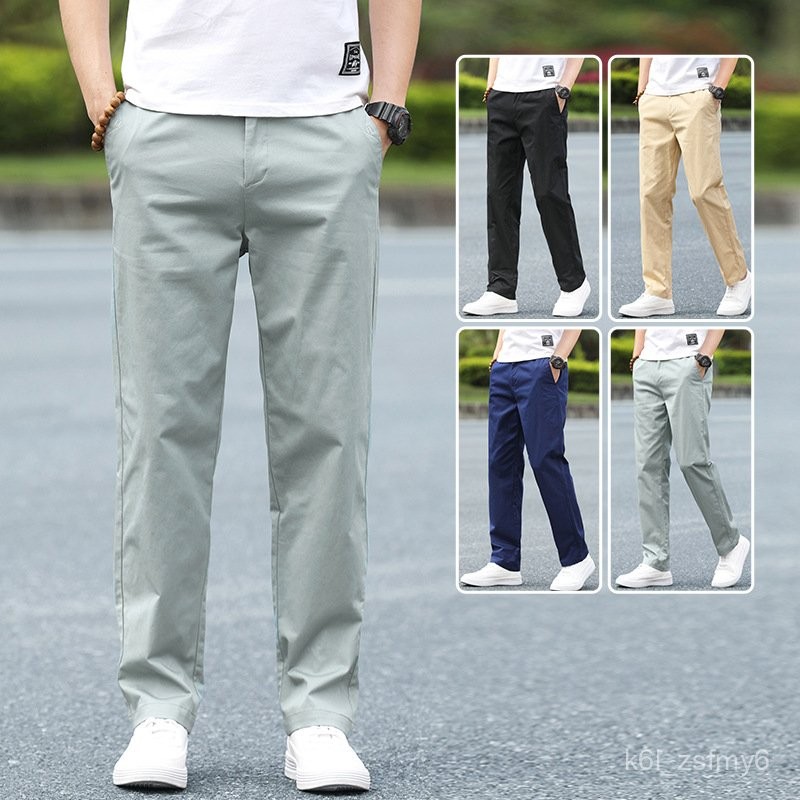 Summer Men's Casual Pants Men's Trousers Loose Straight Thin Elastic Business Pants for Middle-aged 