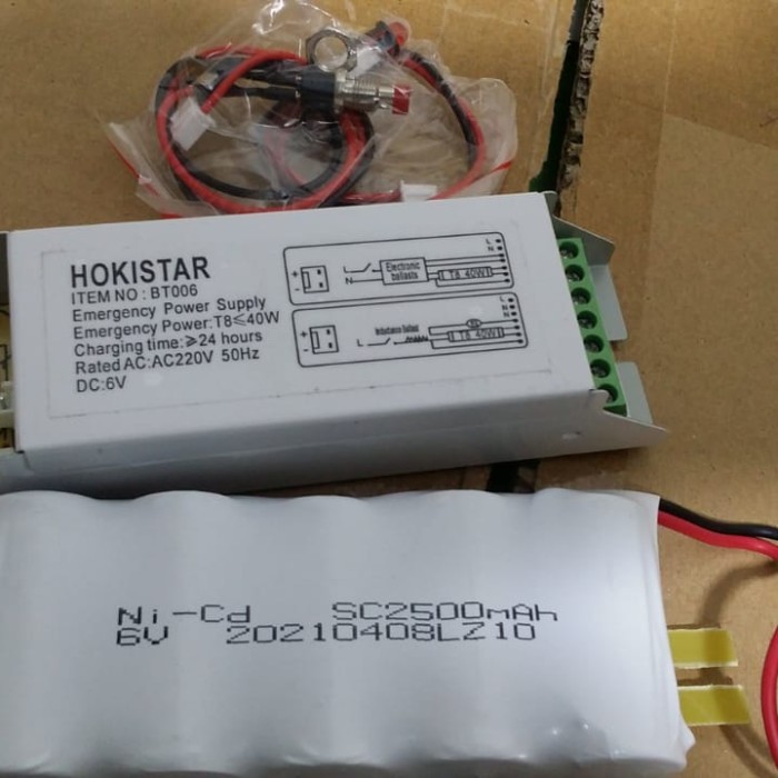 EMERGENCY NICAD BATREI 6V 2500MAH T8 NEON POWERPACK 6V TUBE T8