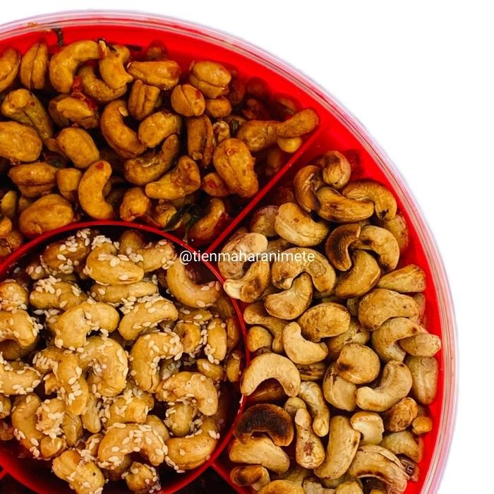 

terbaru !!! toples 5 varian kacang mete mix bawang food snacks goreng coklat asin gurih balado