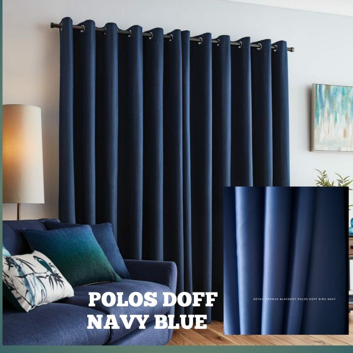 Gorden Jendela Kaca Minimalis Hordeng Blackout Polos Biru Navy