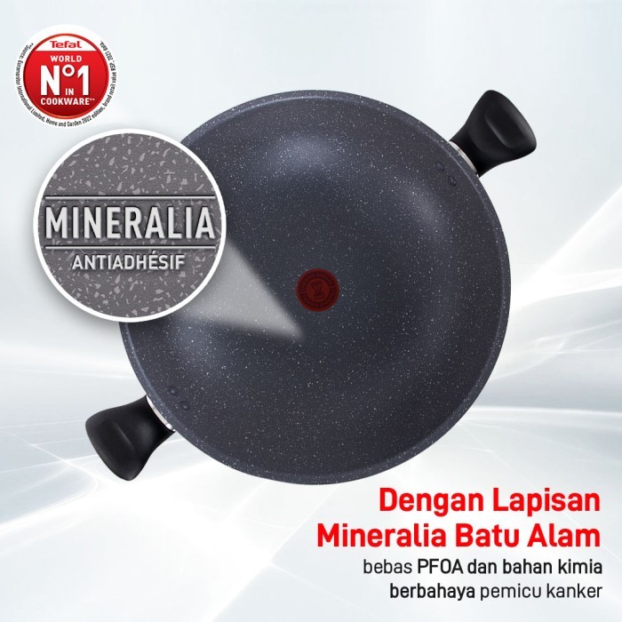 TEFAL WAJAN KUALI PENGGORENGAN ANTI LENGKET NATURA WOKPAN 34CM + TUTUP