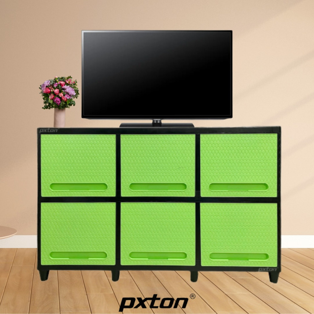 Promo Pxton - Lemari Plastik 3 Pintu 2 Susun Meja Tv Minimalis / Rak Pakaian / Lemari Pakaian
