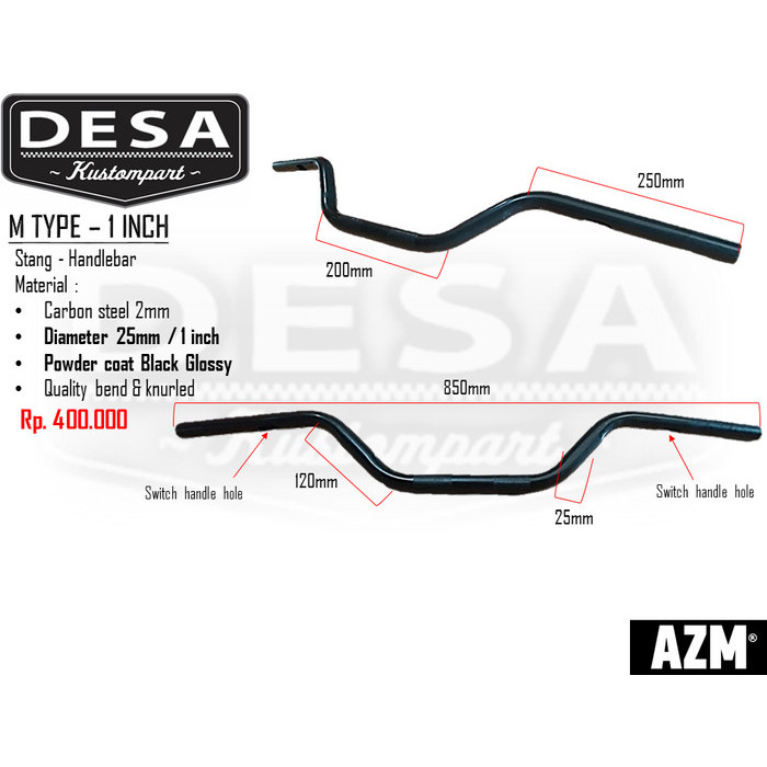 STANG CUSTOM STANG MOTOR STANG HARLEY STANG HD STANG 1 INCH M TYPE ASLI