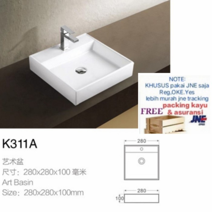 `````````] wastafel kotak mini 28cm wikea impor white sink cuci tangan keramik