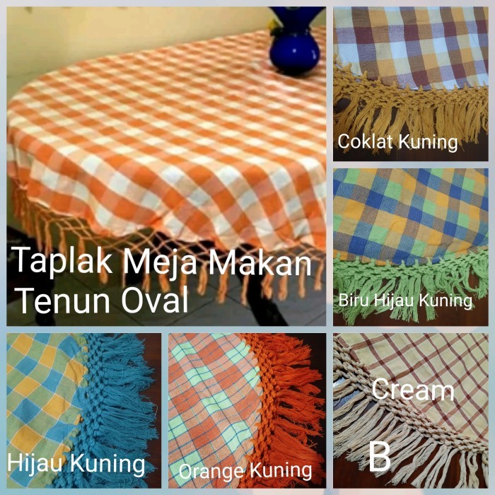 Taplak Meja Makan Oval Tenun Kursi 4