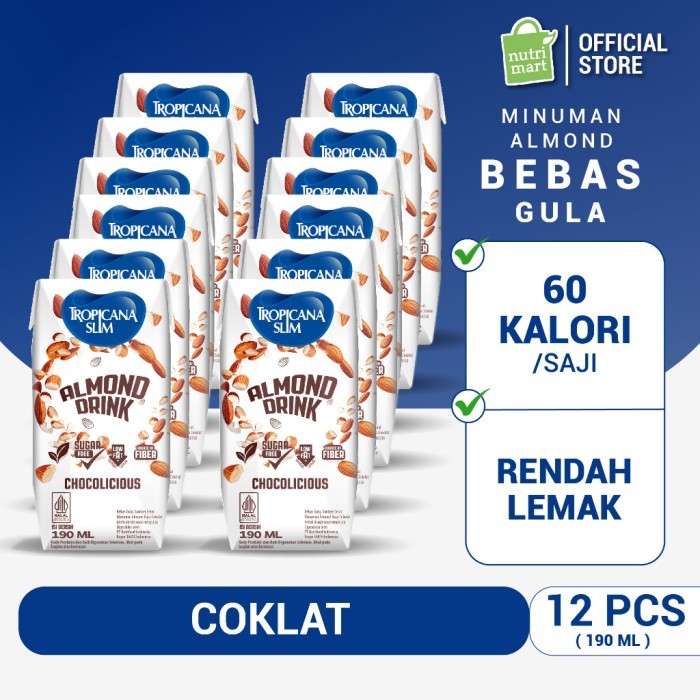 

TERLARIS TROPICANA SLIM ALMOND DRINK CHOCOLICIOUS 190ML (12 PCS) - MINUMAN ALMOND COKELAT BEBAS GULA
