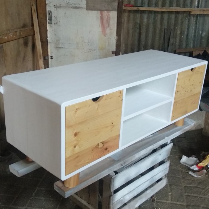 Bufet Tv Kayu Jati Belanda Laci Dan Lemari Scandinavian Minimalis