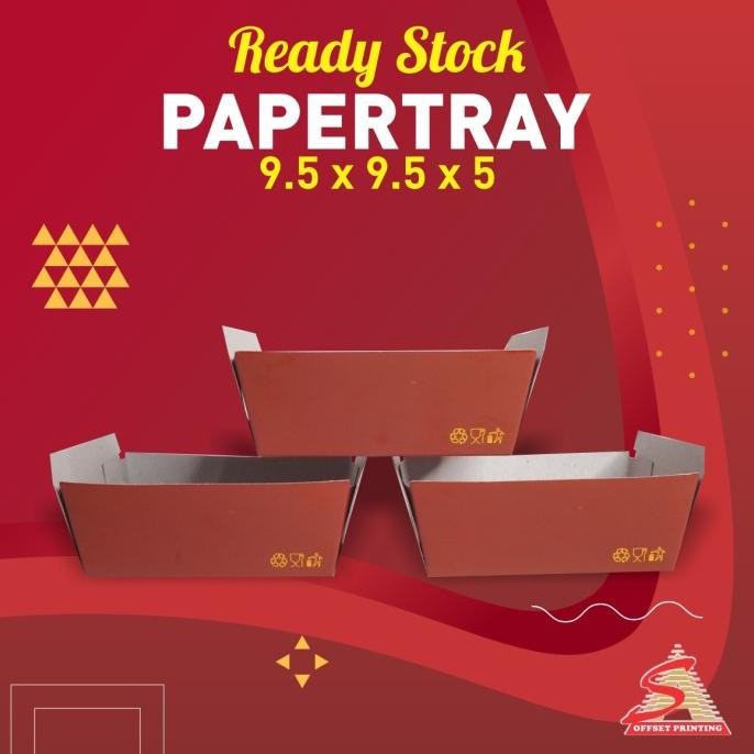 

Papertray/Piring Kertas/Alas Makanan Kentang Ayam Burger 9.5X9.5X5 Original