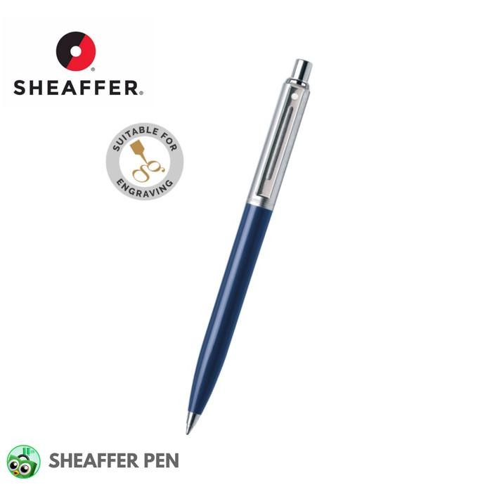 

Sheaffer Sentinel Brushed Chrome Cap Blue Barrel Ballpoint Pen Original