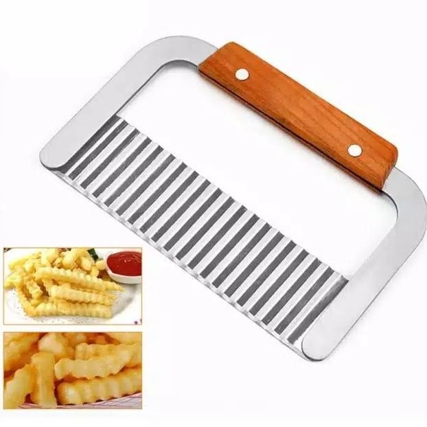 

Potato Crinkle Cutter Pisau Zigzag Gerigi Kentang Gagang Kayu Original
