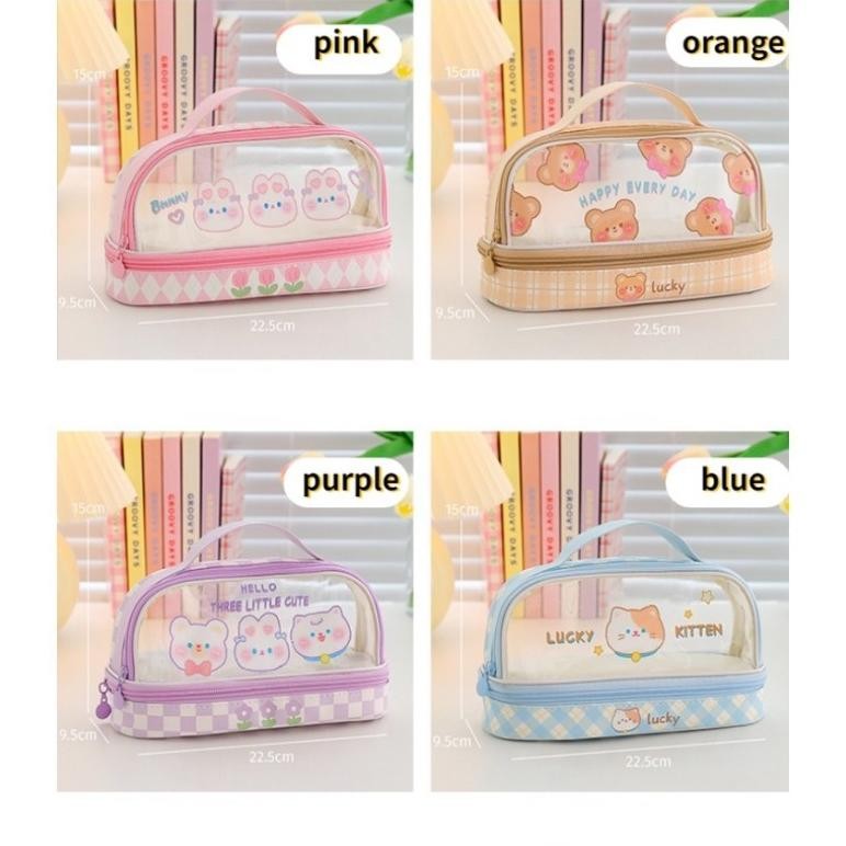 

TERLARIS Tempat Pensil Besar,Transparan PVC Pencil Case, Tas Pensil Murid Lucu,Kotak Pensil Anak Esthetis bas-12