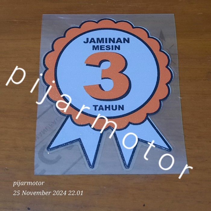 Stiker Garansi Jaminan Mesin 3 Tahun Suzuki Termurah Langka