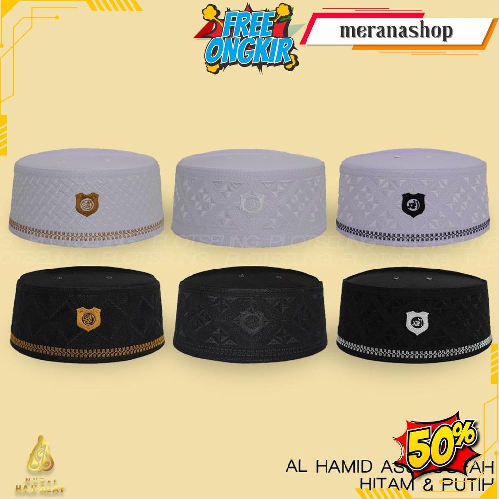 Peci Kopiah Assaghofah Hitam Putih Polos Al Hamid Anak Laki Laki Pria Dewasa Jumbo Haji Kopeah Shola