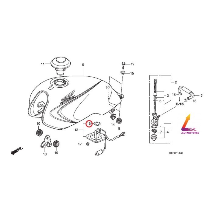 91305-Keh-600 Oring Karet Seal Pelampung Tangki Megapro 00-09 Tiger Termurah Langka