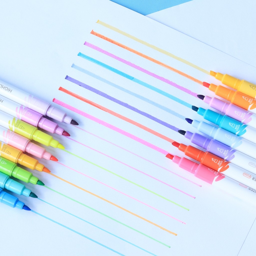 

Ay00! [Pelangi Stationery] BANTEX Highlighter Dual Color Set 8 Pcs 16 Warna Pastel