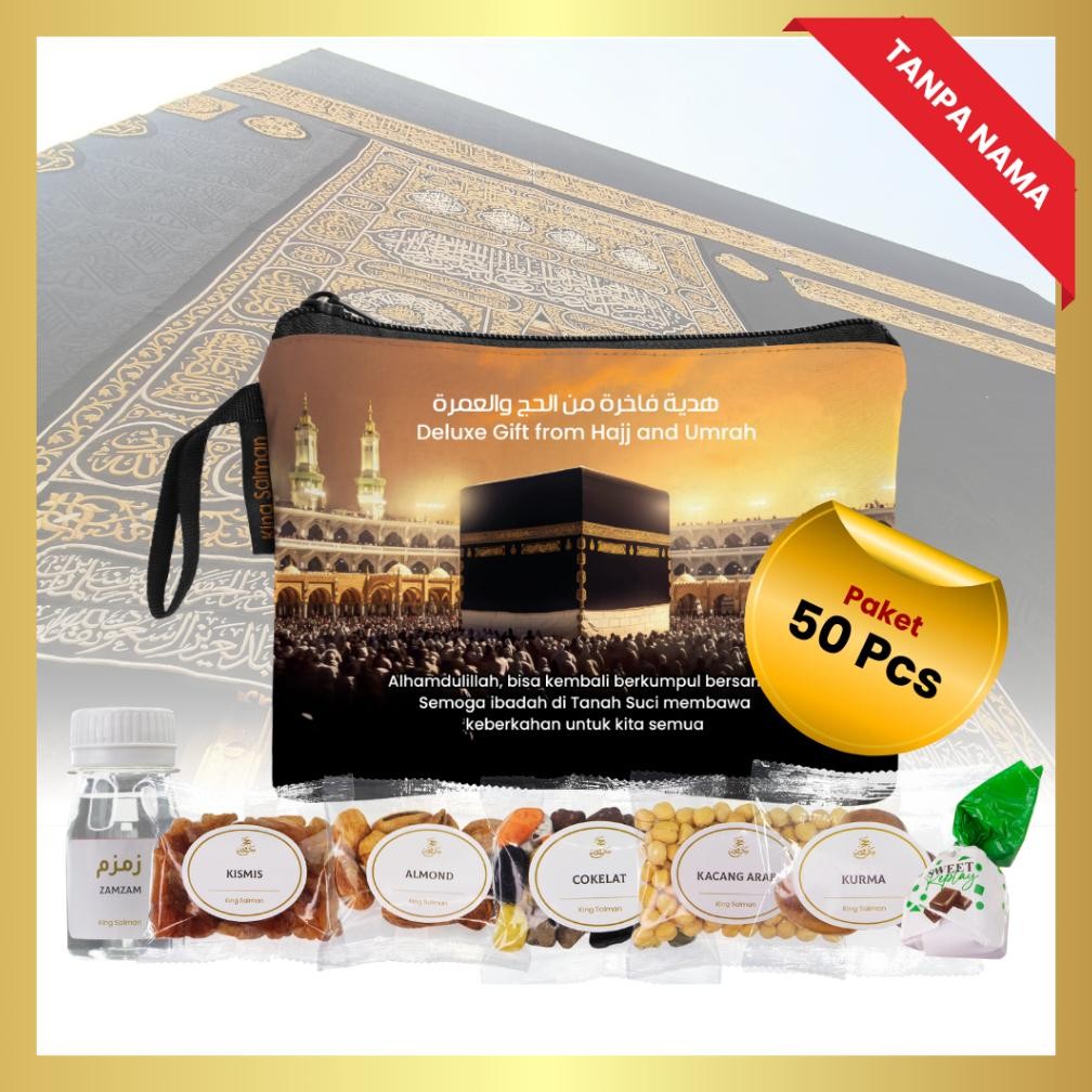 

zoe oleh-oleh umroh & haji preum | king salman deluxe gift | marwah - gold | paket 50 pcs | non custom