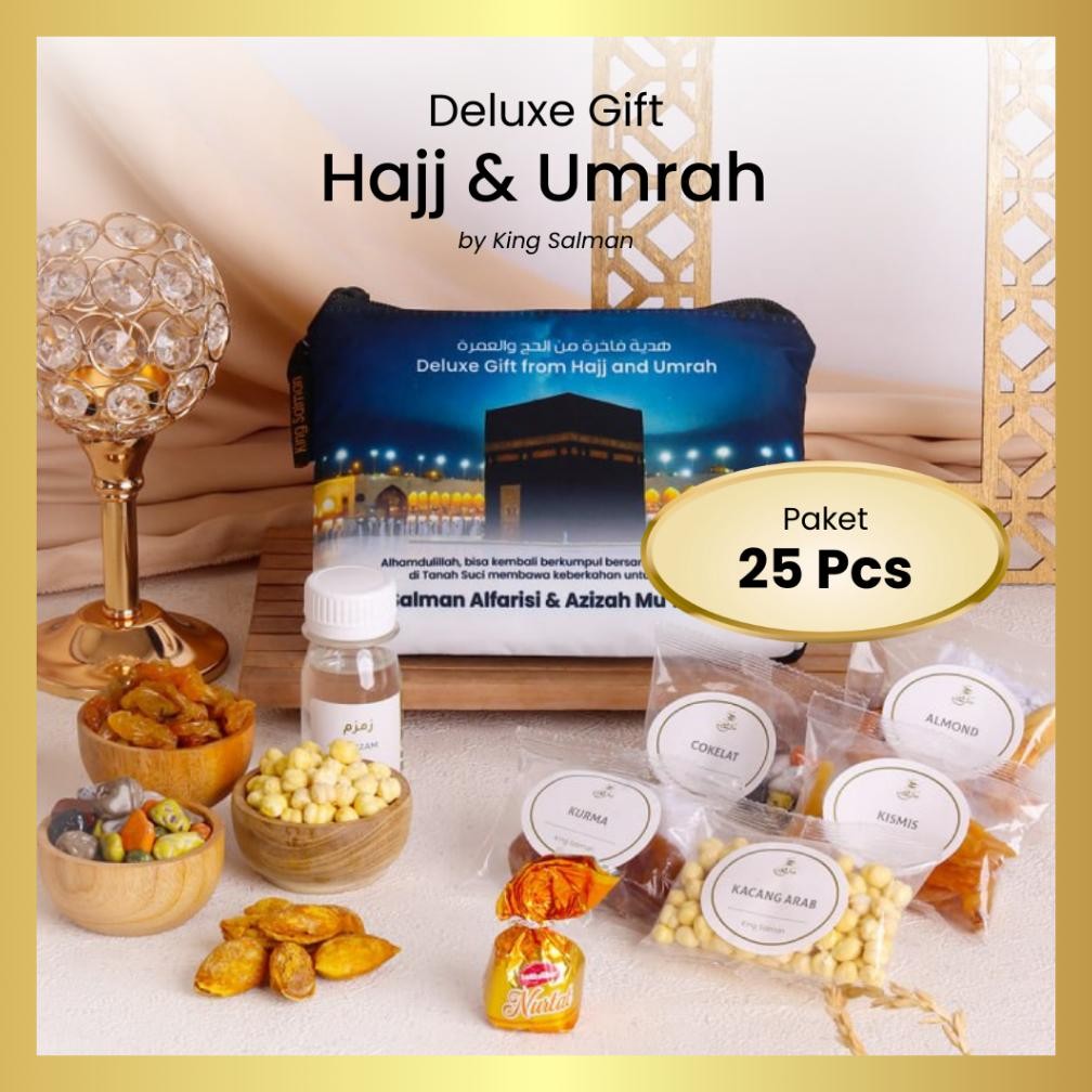 

zoe oleh-oleh umroh & haji preum | king salman gift | marwah - | paket 25 pcs | custom pouch