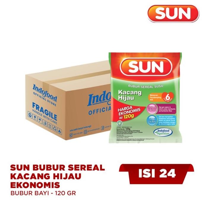 Promo 1 Ctn - Sun Bubur Sereal Kacang Hijau Ekonomis 120 Gr Box