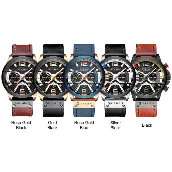 Sale Jam Tangan Pria Curren 8329 Date Chronograph Aktif Hitam Gold Hitam