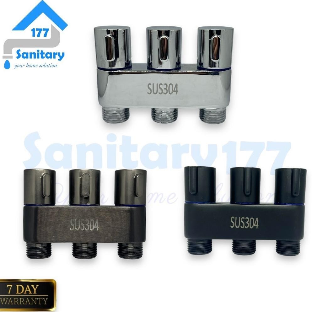 dap New Kran cabang ni 3 lubang stainless 304 CM3- keran air shower angle valve 3 stop kran kloset t