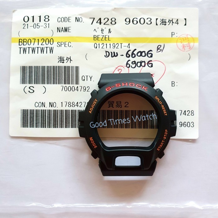Bezel G-Shock Dw-6600G-9V Dw-6900G / Dw 6600 Dw 6900 Casio Original