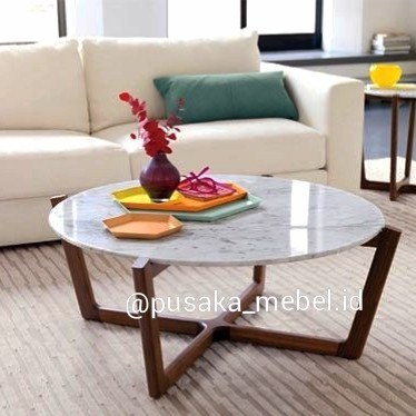 Meja Tamu Marmer Bulat, Coffe Table Top Marmer Bulat, Meja Marmer Sofa