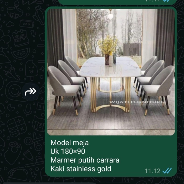 Meja Tamu Marmer Asli Minimalis Modern Besi