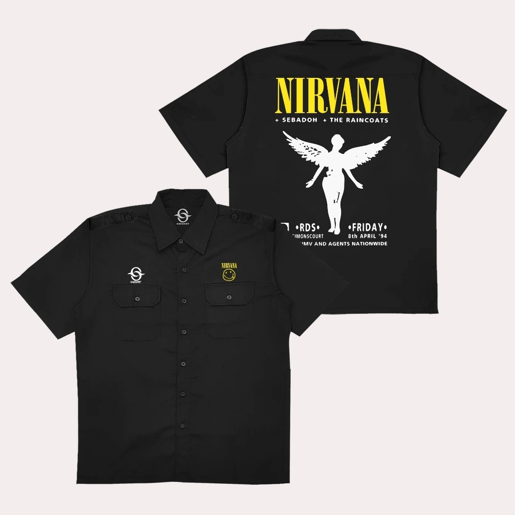 Oneshirt Kemeja Workshirt Nirvana Baju Pdh Hitam