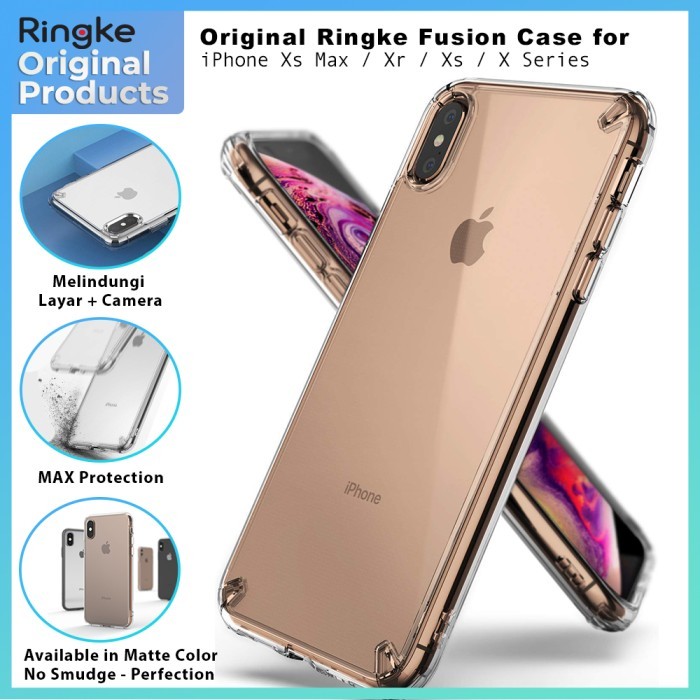 Original Ringke Fusion Case Iphone X - Clear / Smoke Black