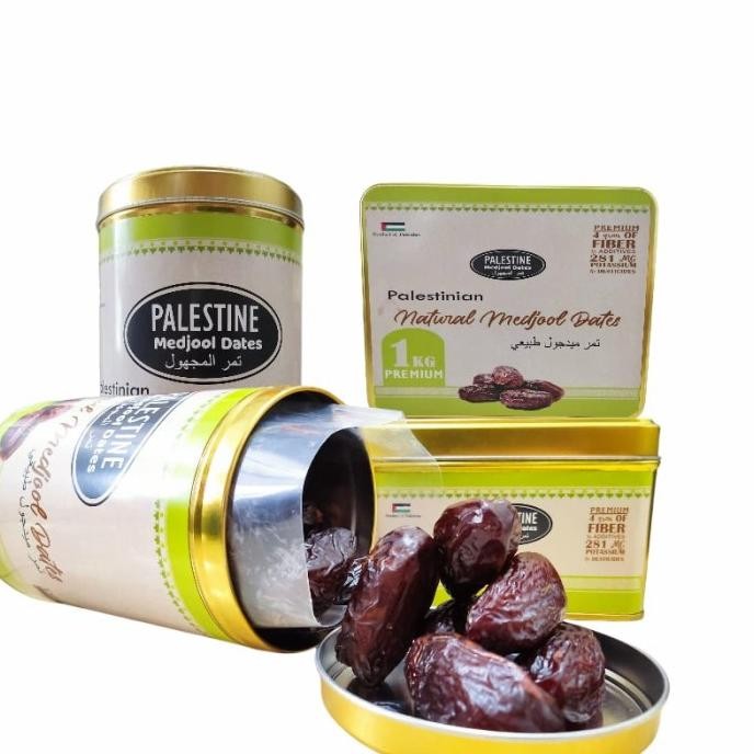 

Kurma Medjool Palestina Jumbo Premium Grade A 1Kg / Kemasan Kaleng Shop_Mandah